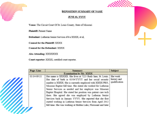 Deposition Summary Bottom