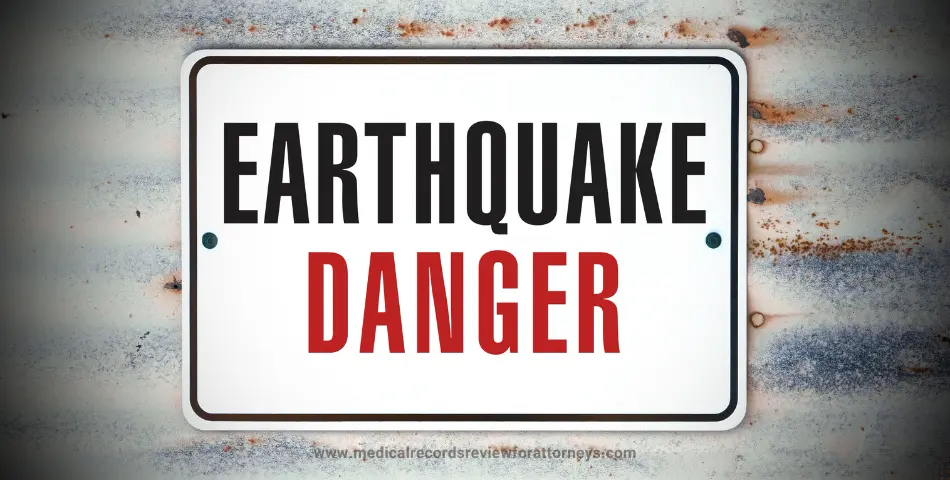 Earthquake Danger sign representing Earthquake Insurance Claims in Denver