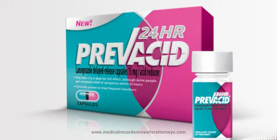 | Prevacid 24HR lansoprazole medication box and bottle, representing the Prevacid lawsuit and harmful side effect claims