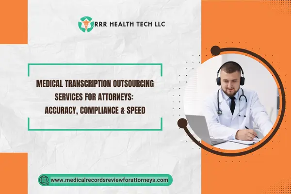 Doctor in headset providing medical transcription outsourcing services for attorneys with focus on accuracy and compliance.