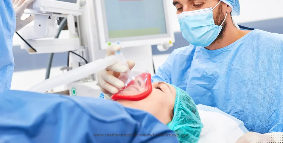 Medical professional administering oxygen to anesthetized patient representing anesthesia errors