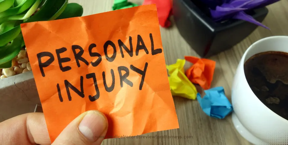 Hand holding personal injury note on desk representing personal injury lawsuit timeline