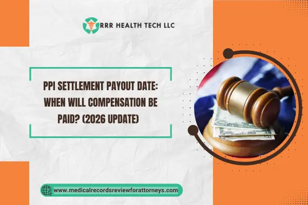 Close-up of a judge's gavel resting on a stack of US dollar bills, symbolizing legal compensation ppi settlement payout date.